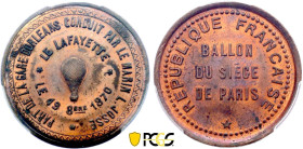 France - Government of National Defense (1870-1871), Siege of Paris, 10 Centimes 1870, Lafayette (Copper, 10.00 gr, 30 mm). Florange 805. PCGS MS64 RB
