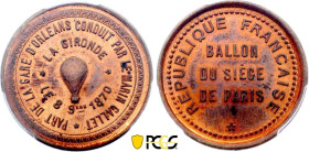 France - Government of National Defense (1870-1871), Siege of Paris, 10 Centimes 1870, Gironde (Copper, 10.00 gr, 30 mm). Florange 812. PCGS MS64 RB