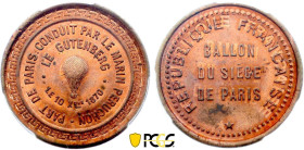 France - Government of National Defense (1870-1871), Siege of Paris, 10 Centimes 1870, Gutenberg (Copper, 10.00 gr, 30 mm). Florange 819. PCGS MS65+ R...
