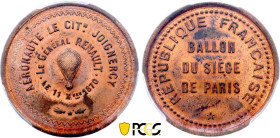 France - Government of National Defense (1870-1871), Siege of Paris, 10 Centimes 1870, Renault (Copper, 10.00 gr, 30 mm). Florange 821. PCGS MS65 RB