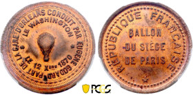 France - Government of National Defense (1870-1871), Siege of Paris, 10 Centimes 1870, Washington (Copper, 10.00 gr, 30 mm). Florange 823. PCGS MS65 R...