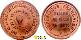 France - Government of National Defense (1870-1871), Siege of Paris, 10 Centimes 1871, Lavoisier (Copper, 10.00 gr, 30 mm). Florange 825. PCGS MS65 RD