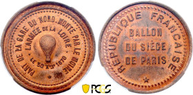 France - Government of National Defense (1870-1871), Siege of Paris, 10 Centimes 1870, Armée Loire (Copper, 10.00 gr, 30 mm). Florange 827. PCGS MS65 ...