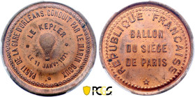 France - Government of National Defense (1870-1871), Siege of Paris, 10 Centimes 1870, Kepler (Copper, 10.00 gr, 30 mm). Florange 830. PCGS MS66 RD