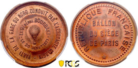 France - Government of National Defense (1870-1871), Siege of Paris, 10 Centimes 1870, Bourbaki (Copper, 10.00 gr, 30 mm). Florange 835. PCGS MS66 RB