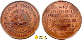 France - Government of National Defense (1870-1871), Siege of Paris, 10 Centimes 1870 (Copper, 10.00 gr, 30 mm). Florange 850. PCGS MS65 RB
