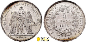 France - Third Republic (1871-1940), 5 Francs 1873 A (Paris mint) (Silver, 25.00 gr, 37 mm). Le Franc 334, Gadoury 744, KM 820. PCGS MS64
