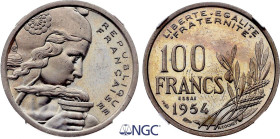 France - Fourth Republic (1947-1958), Piefort Essai 100 Francs 1954 (Copper-Nickel, 11.50 gr, 24 mm). Mazard 2769A. NGC MS62

From Lissner collection.