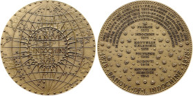 French Indo-China, Banque de Indo-Chine et Suez, Centenary 1875-1975, de Jaeger (Bronze, 342.00 gr, 90 mm). Extremely Fine.