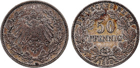 German Empire - Wilhelm II (1888-1918), 50 Pfennig 1898 A (Berlin mint) (Silver, 2.79 gr, 20 mm). KM 15. Extremely Fine.