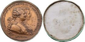 Epreuve uniface Louis XVI et Marie-Antoinette, Fêtes pour la naissance du Dauphin (1782), Duvivier (Plâtre cuivré, 14.00 gr, 50 mm). Superbe.

Louis X...
