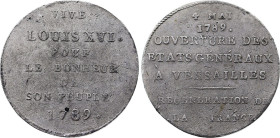 Ouverture des Etats Generaux (4 mai 1789) (Etain, 8.58 gr, 32 mm). Hennin 4. Très beau.