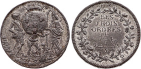 Etats Généraux, Réunion des Trois Ordres (27 juin 1789) (Etain, 19.16 gr, 45 mm). Hennin 15. Superbe.