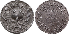 Etats Généraux, Réunion des Trois Ordres (27 juin 1789) (Etain, 26.70 gr, 45 mm). Hennin 20. Superbe.