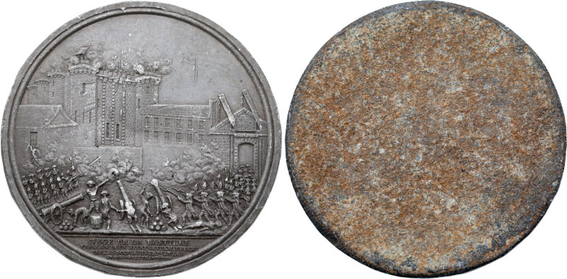 Siège de la Bastille (1789), Andrieu (Etain, 82.00 gr, 66 mm). Hennin cfr. 22-24...