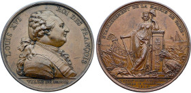Louis XVI, élection de Bailly comme maire de Paris (15 Juillet 1789), Duvivier (Bronze, 81.41 gr, 53 mm). Hennin 39. Superbe.