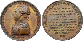Marquis de Lafayette, Commandant Général de l'armée Parisienne (1789)	 (Bronze, 34.88 gr, 42 mm). Hennin 40. Superbe.
