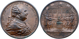 Louis XVI, Abandon des Privilèges (4 Août 1789) (Bronze, 118.61 gr, 64 mm). Hennin 59. Superbe.