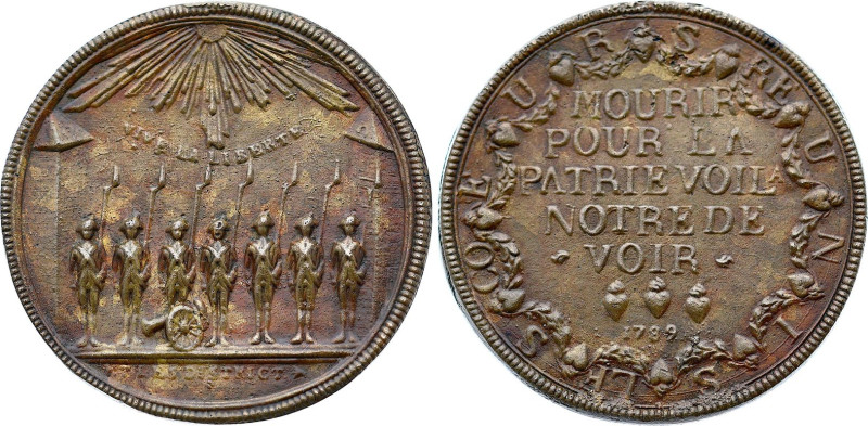 Garde Nationale de Paris (1789) (Cuivre, 18.28 gr, 44 mm). Hennin cfr. 78. Super...