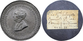 Marquis de Lafayette, Commandant Général de l'armée Parisienne (1789) (Etain, 23.12 gr, 47 mm). Hennin 107. Superbe.