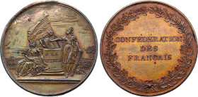 Confédération des Français (14 Juillet 1790), Gatteaux (Bronze, 16.12 gr, 34 mm). Hennin 140. Superbe, Cleaned.