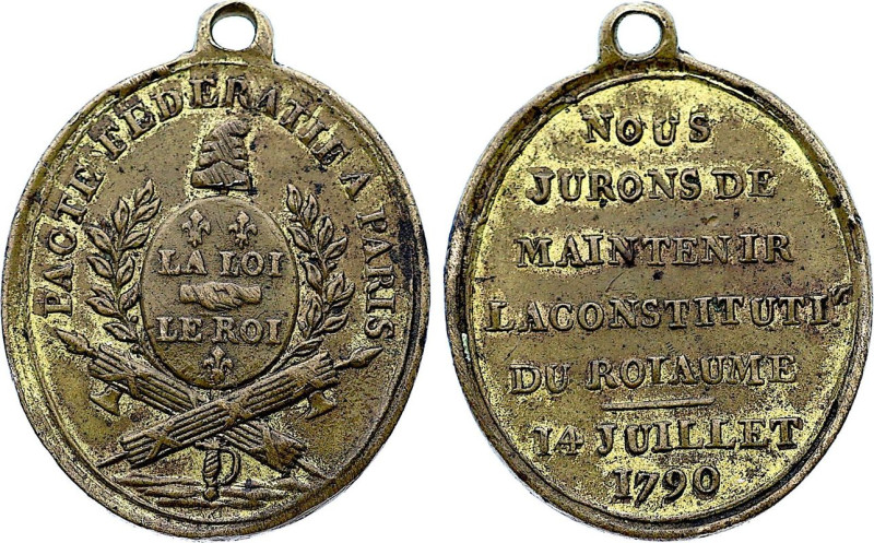Pacte Fédératif (14 Juillet 1790), Dupré (Bronze doré, 4.00 gr, 19 mm). Hennin 1...