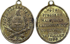 Pacte Fédératif (14 Juillet 1790), Dupré (Bronze doré, 4.00 gr, 19 mm). Hennin 168. Superbe.