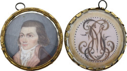 Portrait miniature (circa 1790-1792) (Cuivre, 12.00 gr, 47 mm). Superbe.

Provient de la collection du Docteur André Bernheim