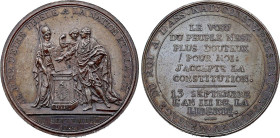 Monneron au serment du Roi An III (14 Septembre 1791), Birmingham (Bronze, 24.55 gr, 35 mm). Hennin 220. Superbe.