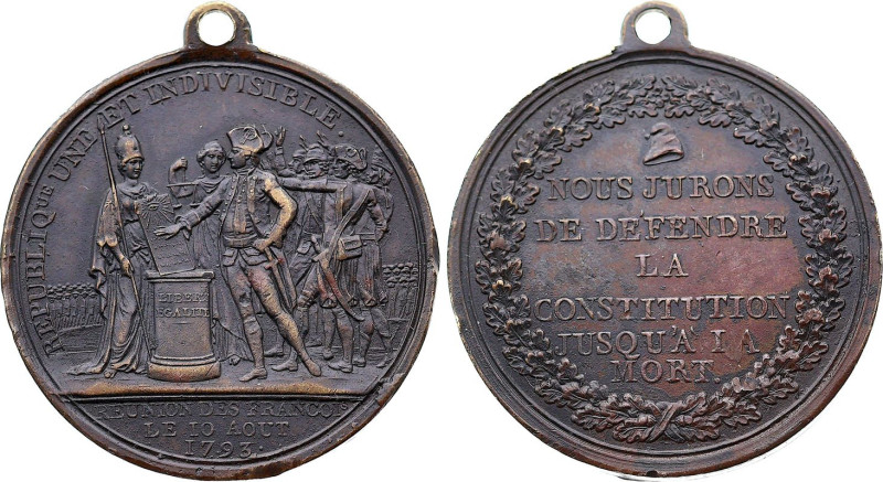 Réunion des Français (10 Août 1793), Dupré (Bronze, 26.91 gr, 38 mm). Hennin 527...