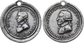 Marat et Joseph Charlier (1793) (Etain, 24.00 gr, 40 mm). Hennin 586. Très beau, troué.

Jean-Paul Marat était un journaliste et homme politique révol...