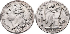 Louis XVI, Ecu de 6 Livres 1793 / An 5 sur 4 A (Paris) (Silver, 29.32 gr, 39 mm). Hennin 589, KM 615. Superbe. Frappe du premier semestre.

Provient d...