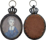 Portrait miniature Lepeletier de Saint-Fargeau (circa 1793) (Bronze argenté, 8.00 gr, 35 mm). Superbe.

Provient de la collection du Docteur André Ber...