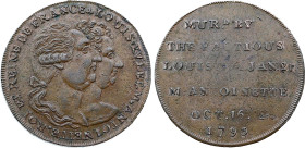Louis XVI et Marie Antoinette, Middlesex Halfpenny (1793) (Bronze, 7.11 gr, 28 mm)/ D&H Middlesex 995a. Superbe. Variété avec tranche lisse.