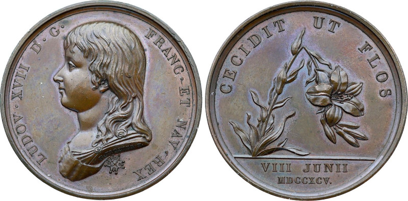 Mort de Louis XVII (8 Juin 1795) (Bronze, 37.54 gr, 41 mm). Superbe.