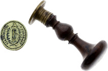 Cachet Révolutionnaire, République Francaise Jacobins (circa 1790) (Laiton doré, 21.89 gr, 22 mm). Superbe.

Provient de la collection du Docteur Andr...