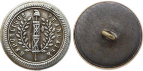 Bouton révolutionnaire, République Française (circa 1789) (Cuivre, 8.00 gr, 27 mm). Très beau.

Provient de la collection du Docteur André Bernheim...