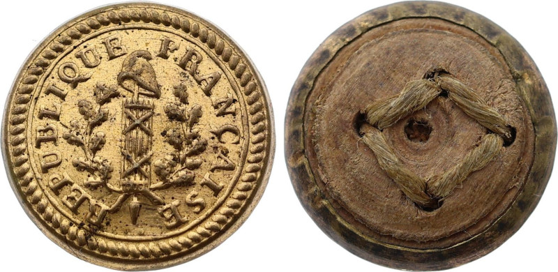 Bouton révolutionnaire, République Française (circa 1789) (Cuivre, 17 mm). Super...