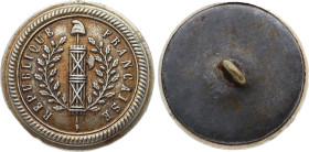 Bouton révolutionnaire, République Française (circa 1789) (Cuivre, 6.00 gr, 26 mm). Très beau.

Provient de la collection du Docteur André Bernheim...