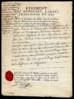 [GARDES ROYALES FRANÇAISES. LIRÉ]. Constituante (1789-1791).

P.S. Lettre à en-tête et pied pré-imprimés du « Régiment des ci-devant Gardes François...