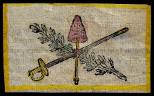 [BONNET PHRYGIEN]. Constituante (1789-1791).

Vignette révolutionnaire polychrome imprimée sur carton représentant un bonnet phrygien au bout d'un b...
