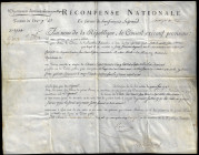 [RECOMPENSE NATIONALE]. Convention Nationale (1792-1795).

Département des Contributions Publiques. Récompense Nationale annuelle et viagère de 235 ...