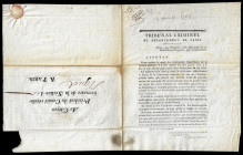 [ACCUSATEUR PUBLIC; SECTION DES PIQUES]. Convention Nationale (1792-1795).
P.S. Lettre imprimée de 4 pages, et signée du citoyen LEBOIS, Accusateur pu...