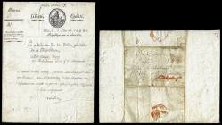 [MINISTRE DE LA POLICE GENERALE; MERLIN de DOUAI]. Directoire (1795-1799).
P.A.S. Lettre à en-tête pré-imprimée, en 4 pages, du Ministre de la Police ...