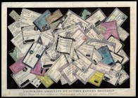 [ASSIGNAT; DéPUTé]. Lot de 2 Affiches polychromes représentant des Assignats et d'autres papiers monnaies, l'une sans titre (450x680mm) et l'autre int...