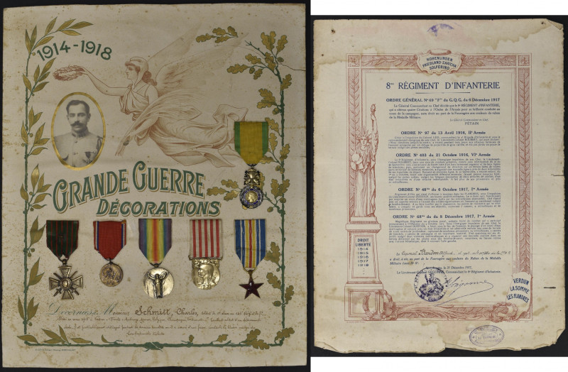 Médaille Militaire and Croix de Guerre Group of 6 awarded to Soldat 1e Classe Ch...