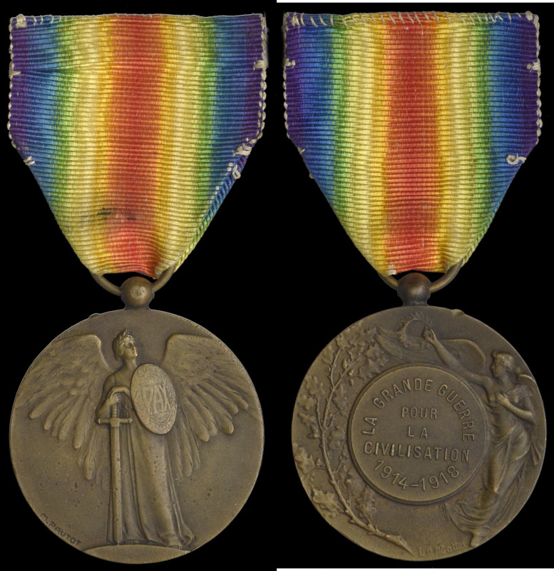 Allied Victory Medal, unofficial type, by M. Paulot and L.O. Mattei, broad winge...