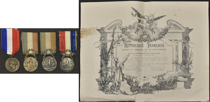 Third Republic, Ministry of the Interior, bronze lifesaving medal, unnamed, by C...