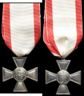 Italy, Lucca, Cross of St George for Military Merit, Third Class decoration, in silver, obverse with CL cypher for Carlo Ludovico, 36mm, with later ri...