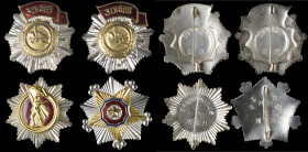 North Korea, Order of the National Flag, Second Class breast badge, Type 2, Variety 9, pin-back, in silvered and gilt metal and enamels; Order of the ...